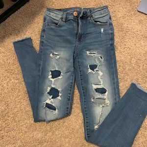 patchy ripped american eagle jeans size 0 regular